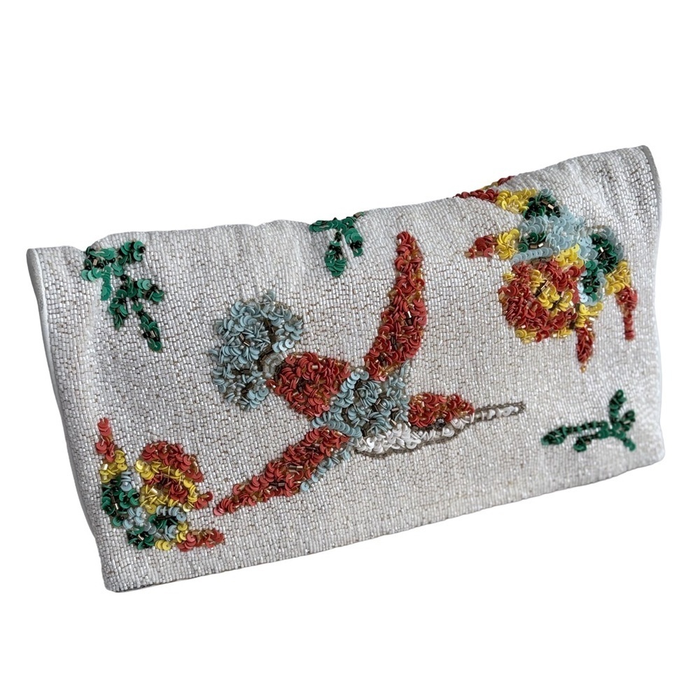 Alice + Olivia Hand-Beaded Hummingbird Clutch – Statement Wedding/Event Bag